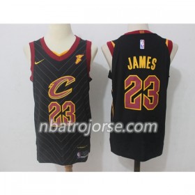 Män Cleveland Cavaliers Tröja LeBron James 23 Nike 2017-18 Svart Swingman